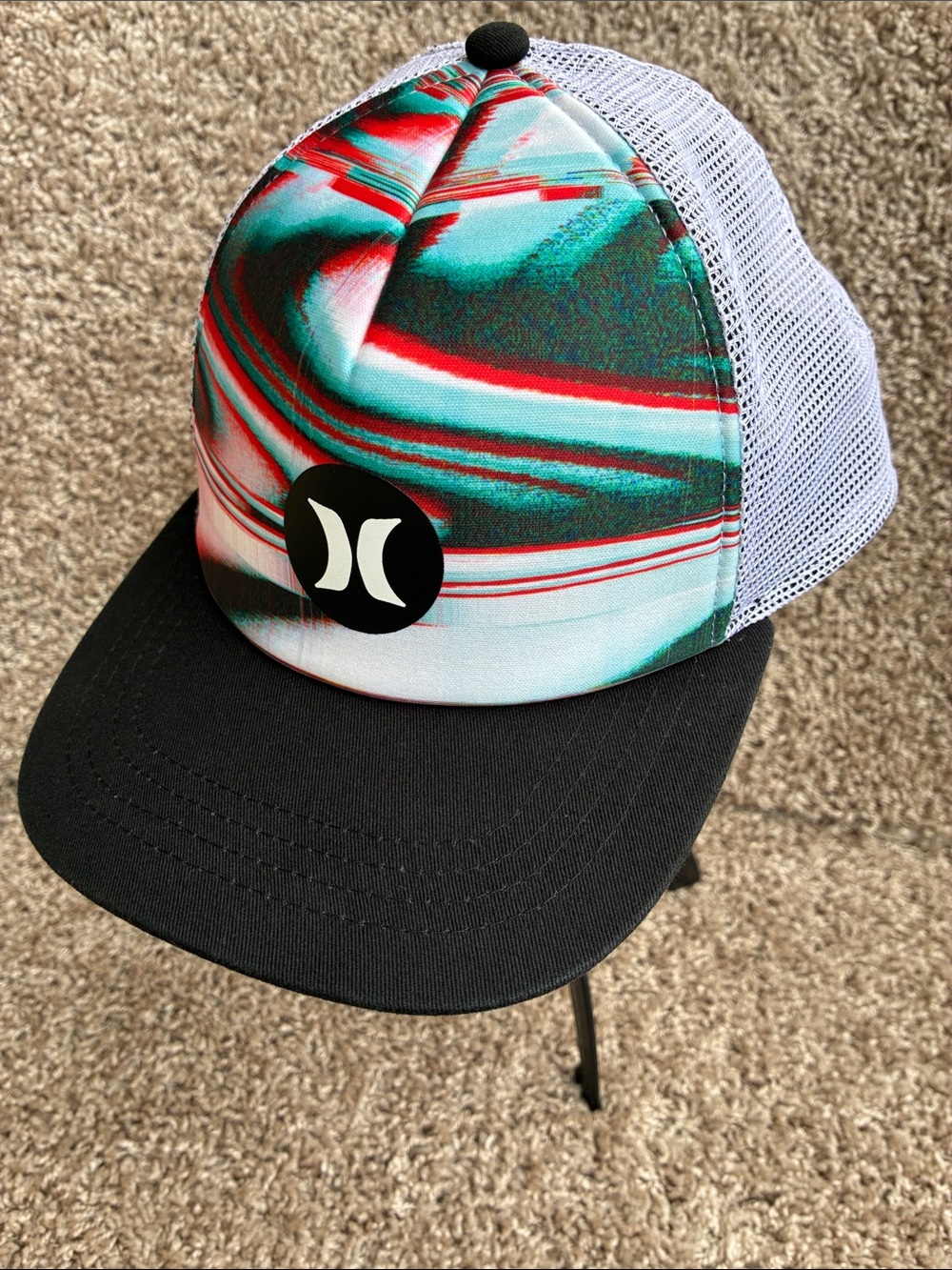 Hurley Balboa Teal Red White Wave SnapBack Trucker Hat